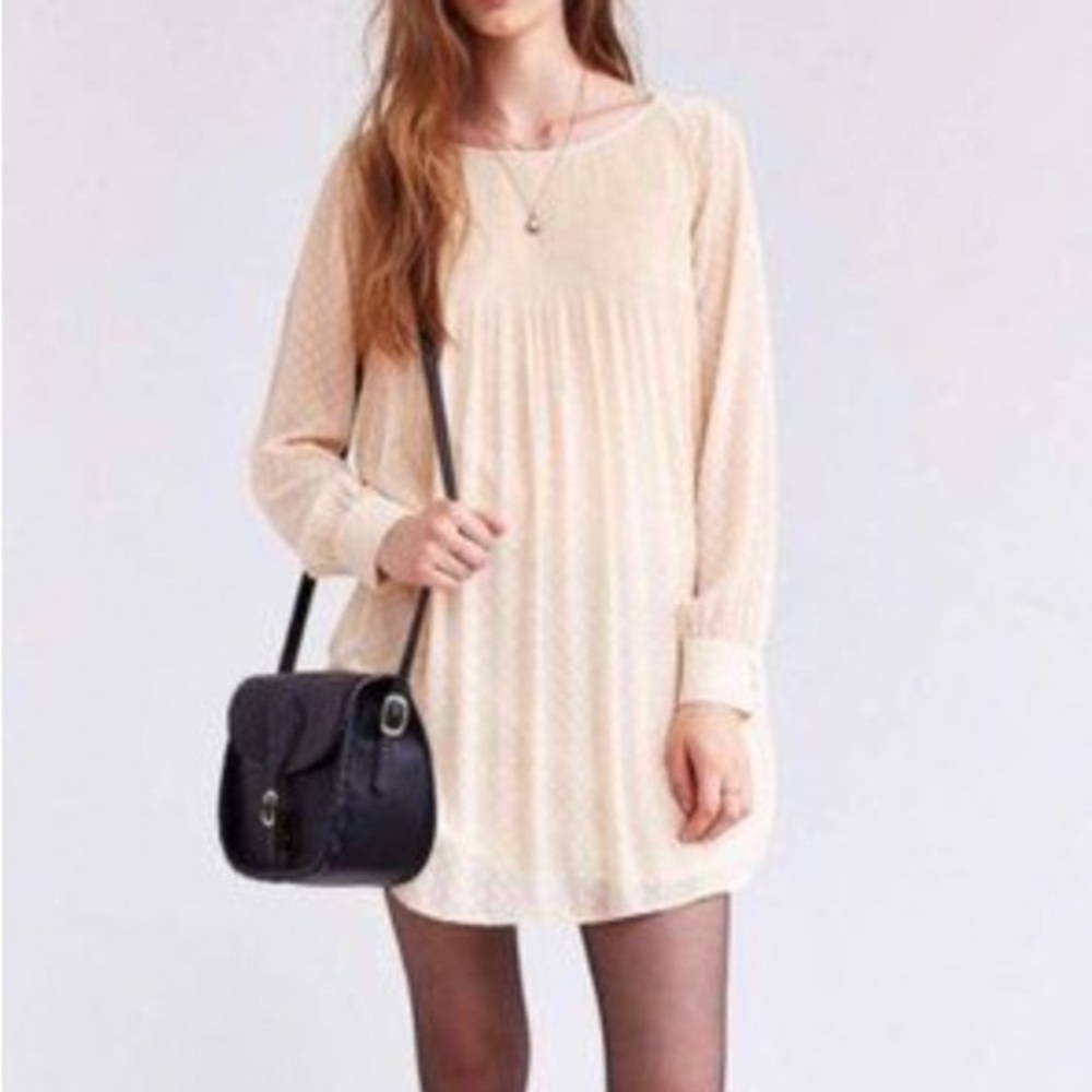 Urban Outfitters Long Sleeve Chiffon Pintuck Frock Dress